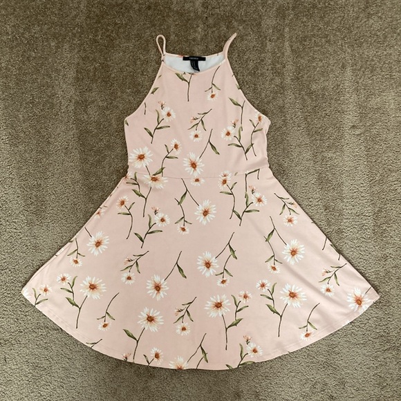 Forever 21 blush pink with white floral large print halter dress, medium - Picture 12 of 12